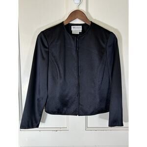Vintage Worth Silk Hook/Eye Blazer Womens Size 6P Black Career Business